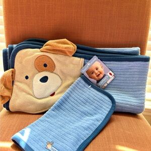 Carter's Blue and Brown Puppy Blanket Set